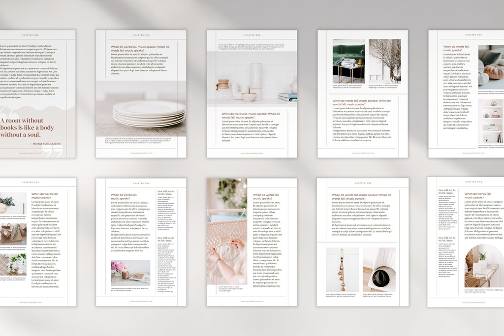 A4&USレター縦位置eBookテンプレートCanva68点セット – Beige