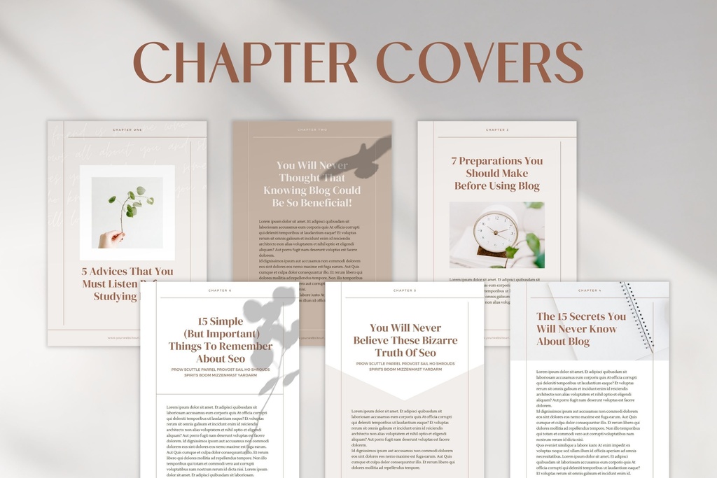 A4&USレター縦位置eBookテンプレートCanva68点セット – Beige