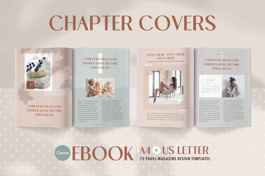 A4&USレター縦位置eBookテンプレートCanva72点セット – Dot
