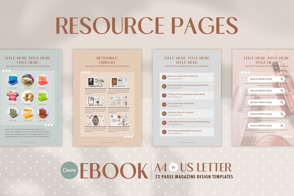 A4&USレター縦位置eBookテンプレートCanva72点セット – Dot
