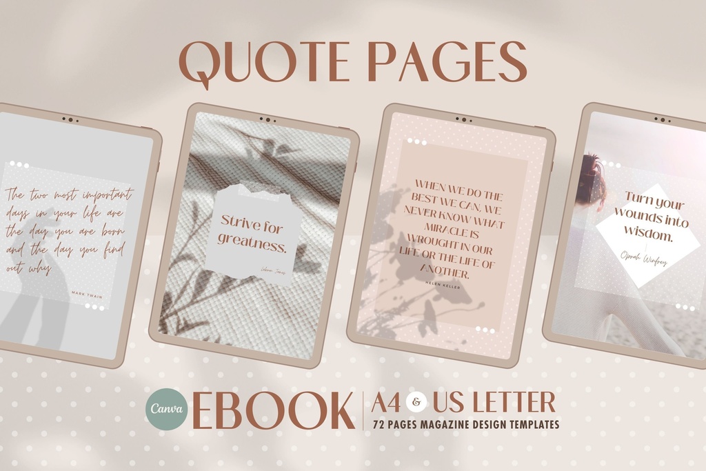 A4&USレター縦位置eBookテンプレートCanva72点セット – Dot