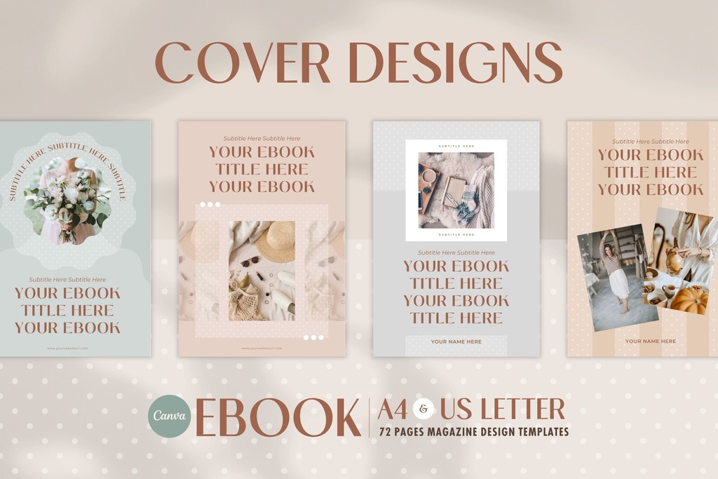A4&USレター縦位置eBookテンプレートCanva72点セット – Dot
