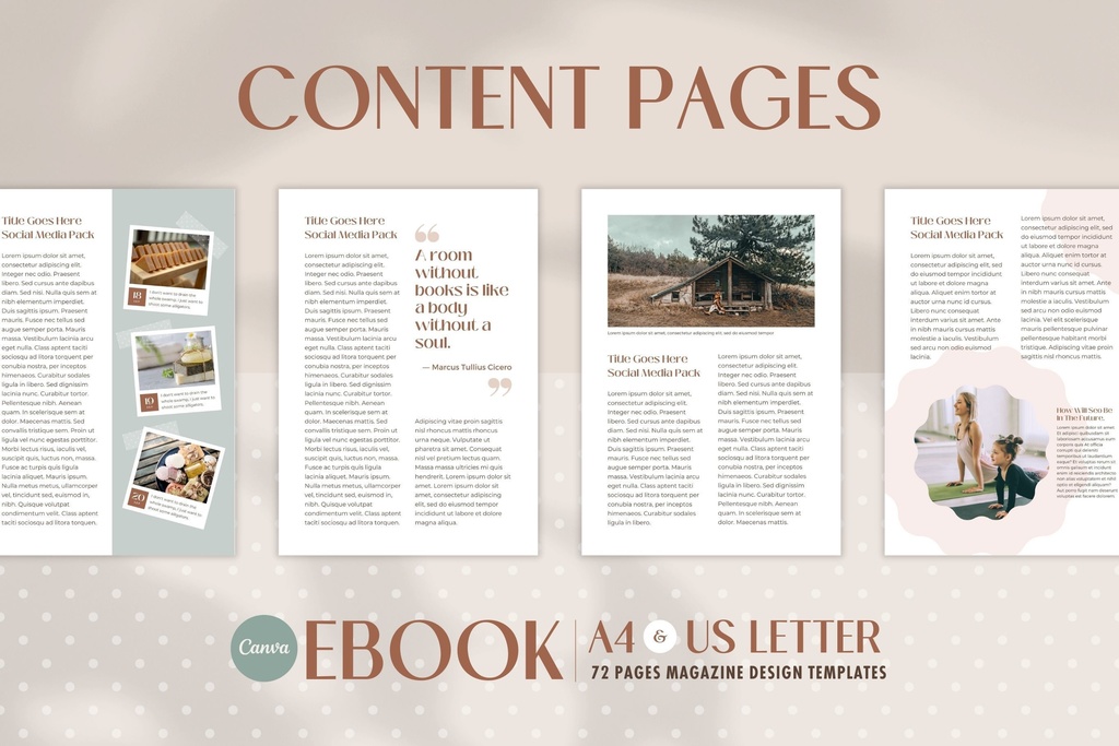 A4&USレター縦位置eBookテンプレートCanva72点セット – Dot