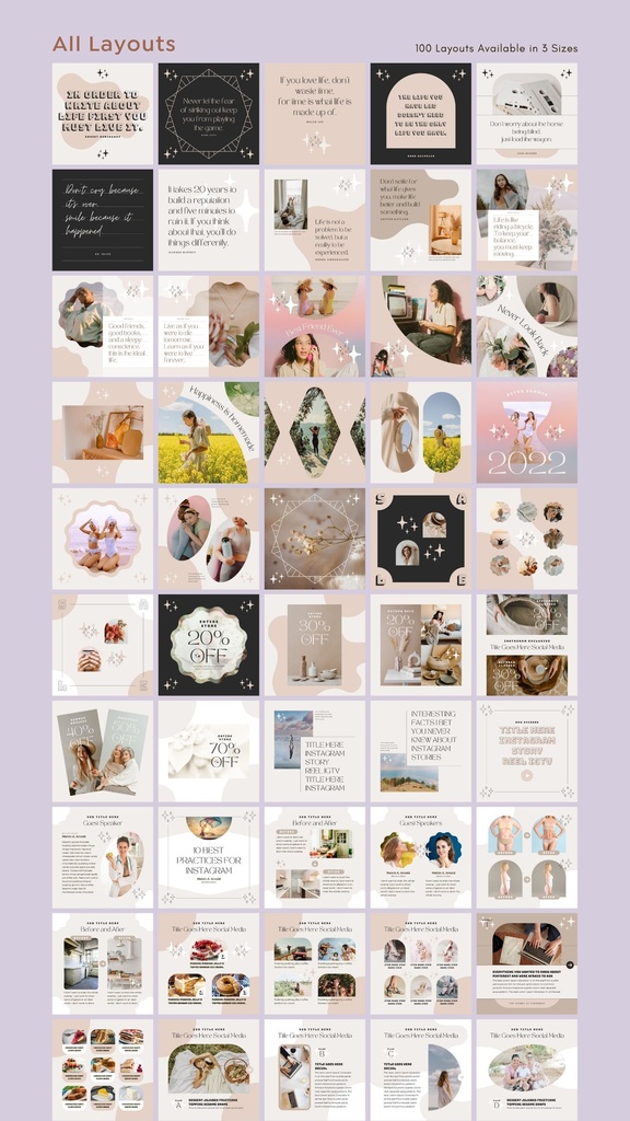 インスタグラムテンプレートCanva投稿サイズ100点セット - Shine