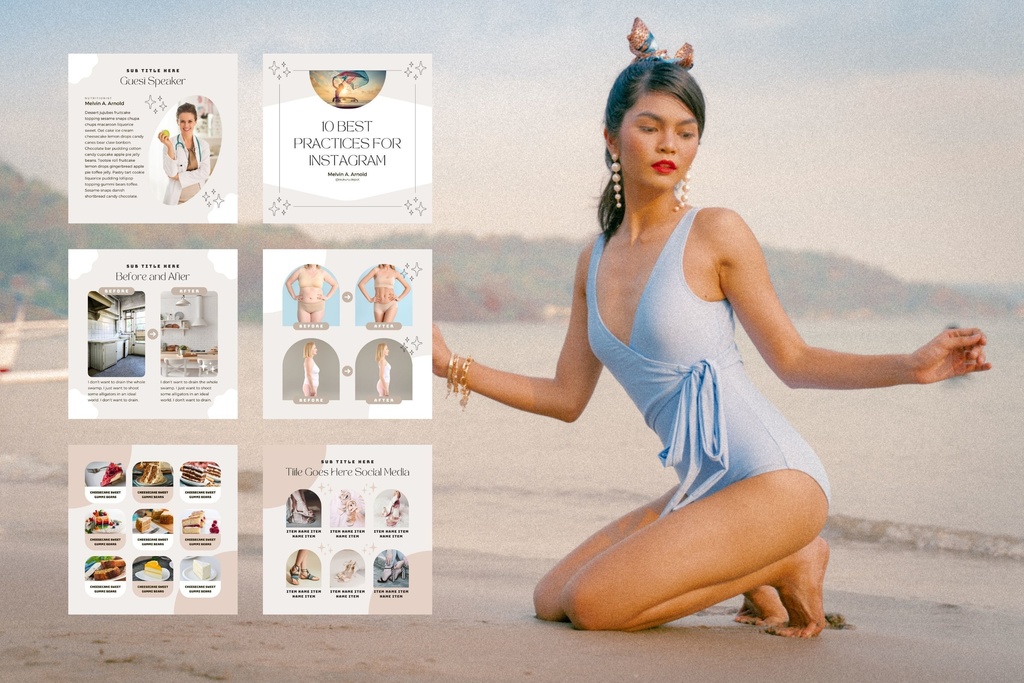 インスタグラムテンプレートCanva投稿サイズ100点セット - Shine