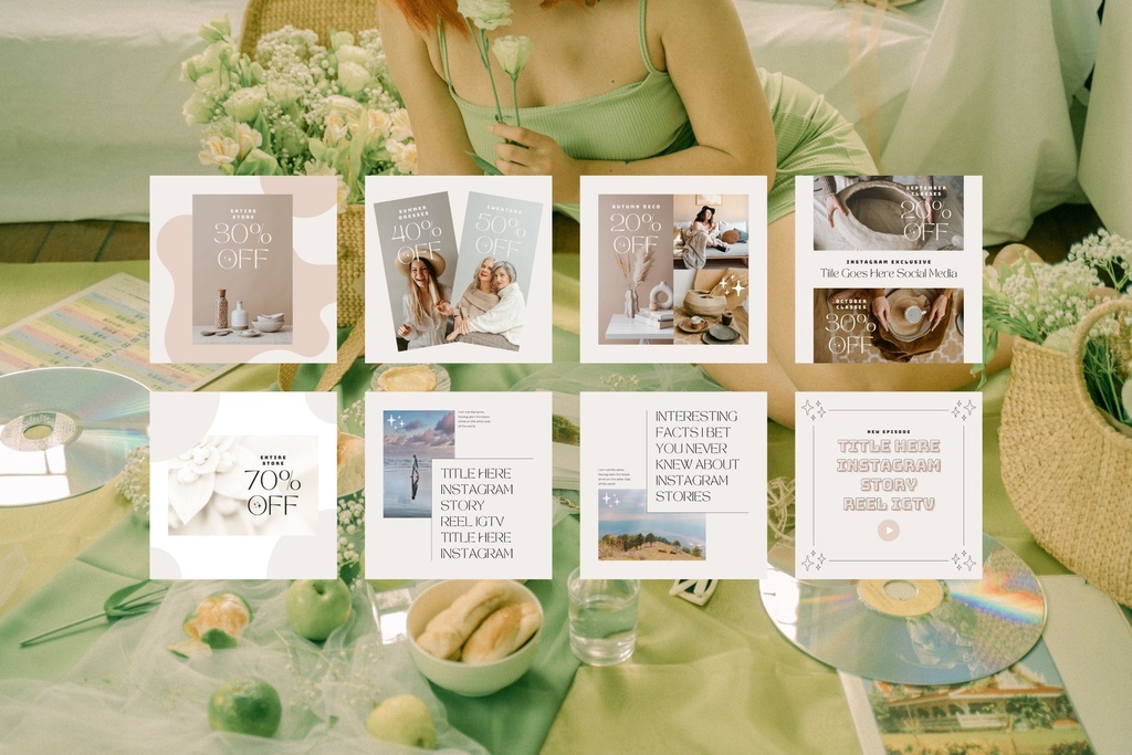 インスタグラムテンプレートCanva投稿サイズ100点セット - Shine