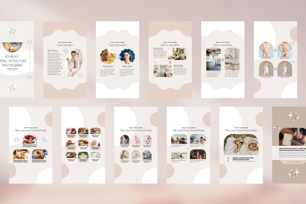 インスタグラムテンプレートCanvaストーリーサイズ100点セット - Shine