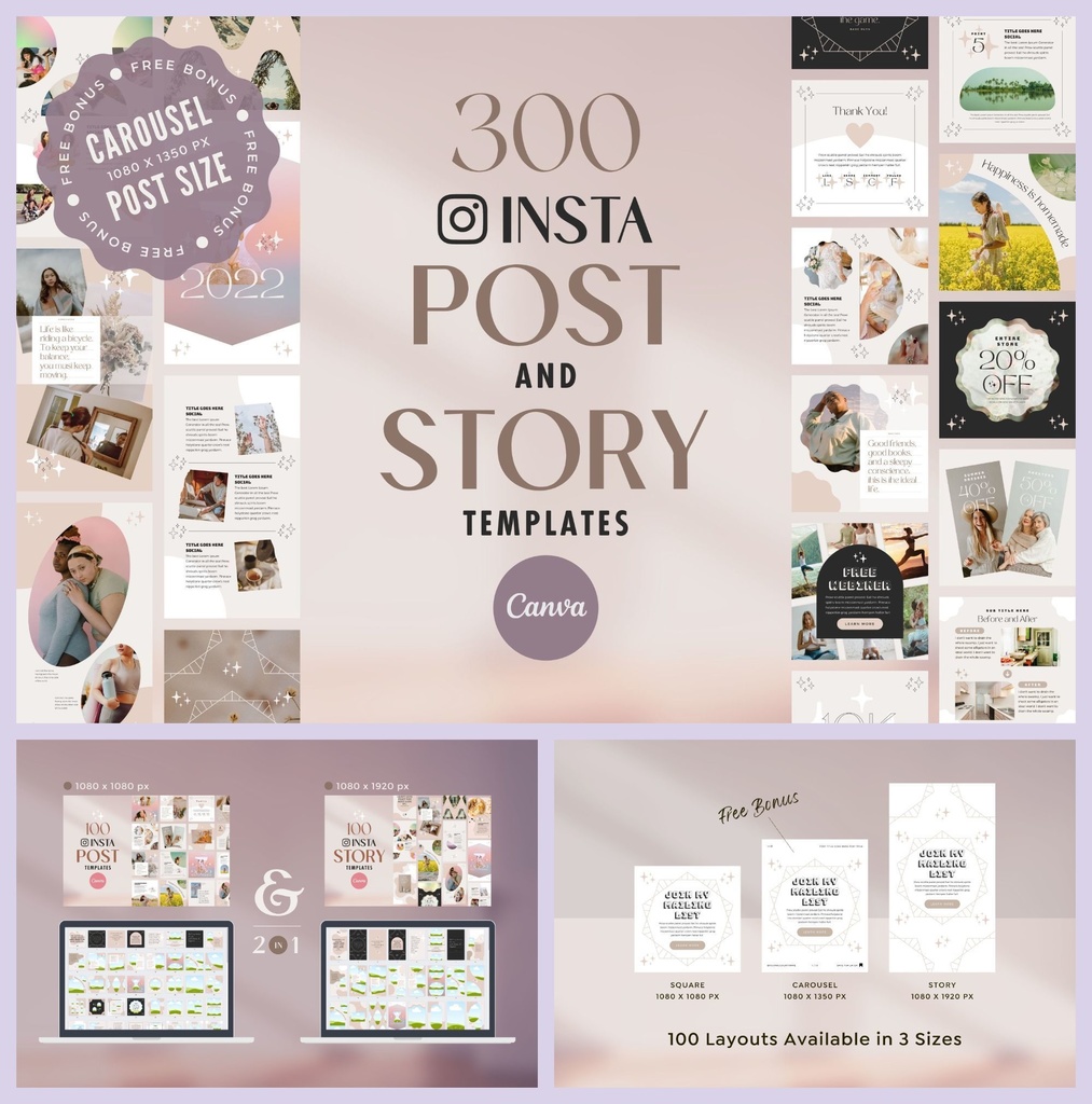 インスタグラムテンプレートCanvaストーリーサイズ100点セット - Shine