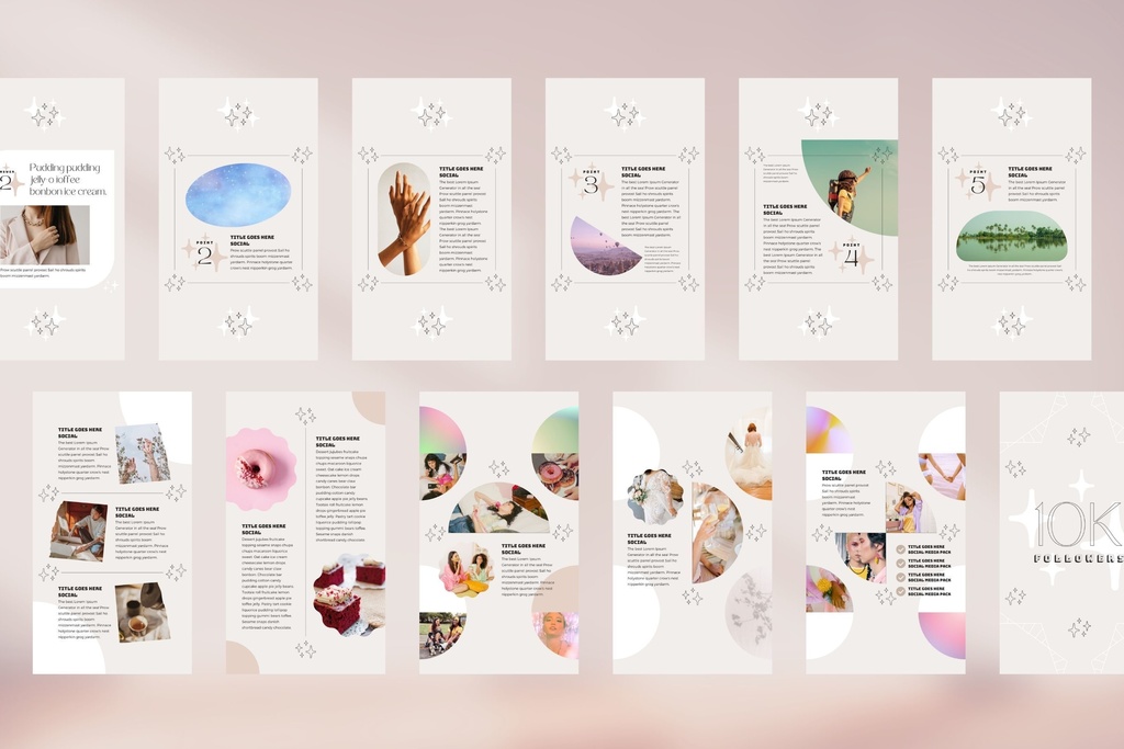 インスタグラムテンプレートCanvaストーリーサイズ100点セット - Shine