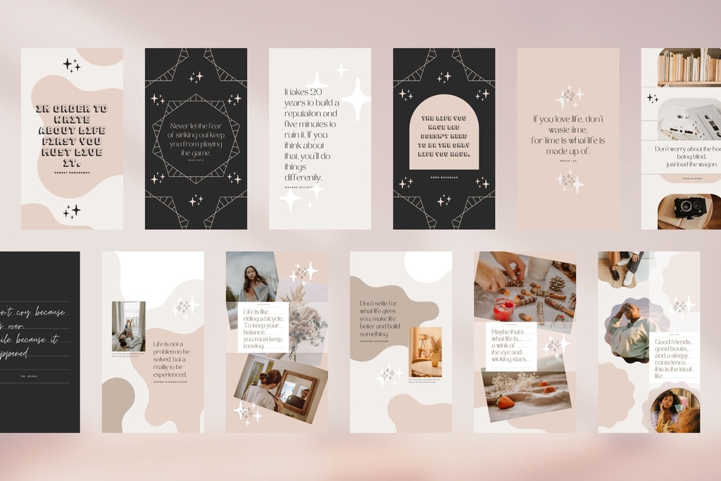 インスタグラムテンプレートCanvaストーリーサイズ100点セット - Shine