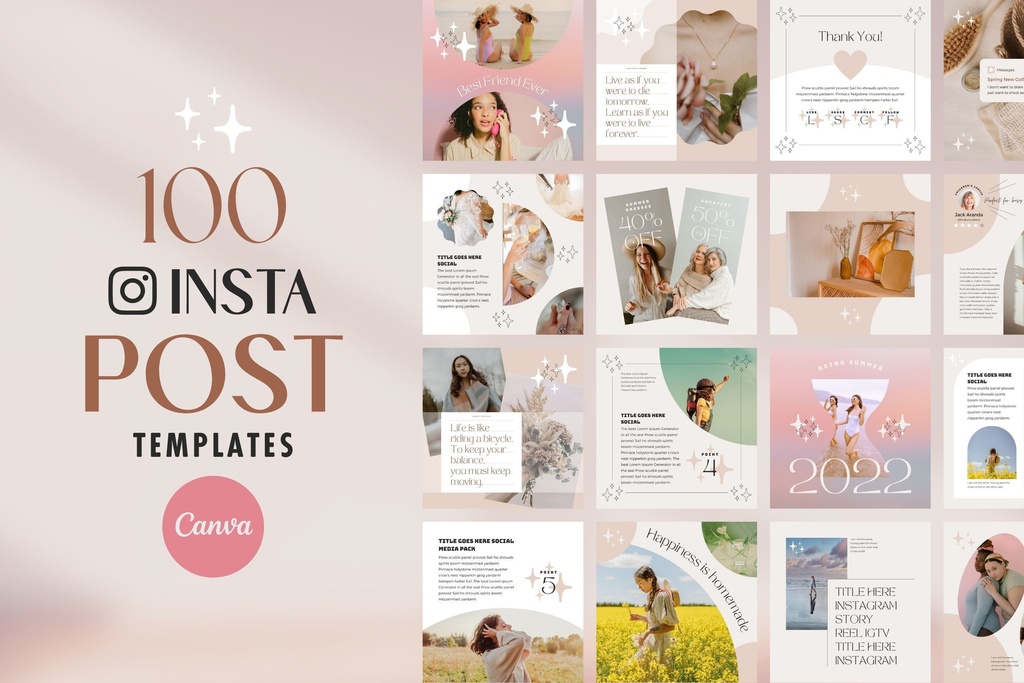 インスタグラムテンプレートCanva投稿&ストーリー300点セット - Shine