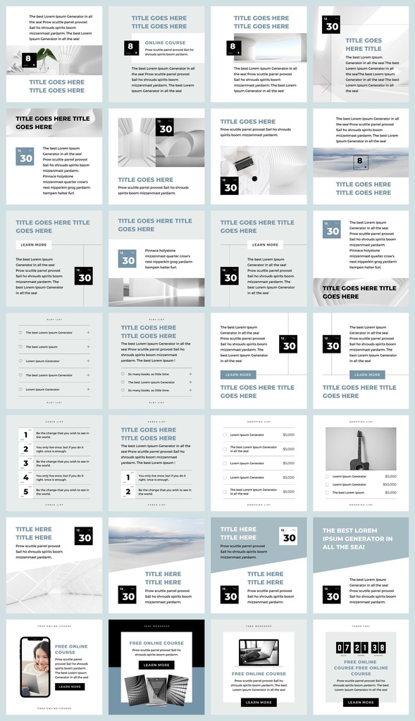 インスタグラムテンプレートCanva投稿&ストーリー168点セット - Zen