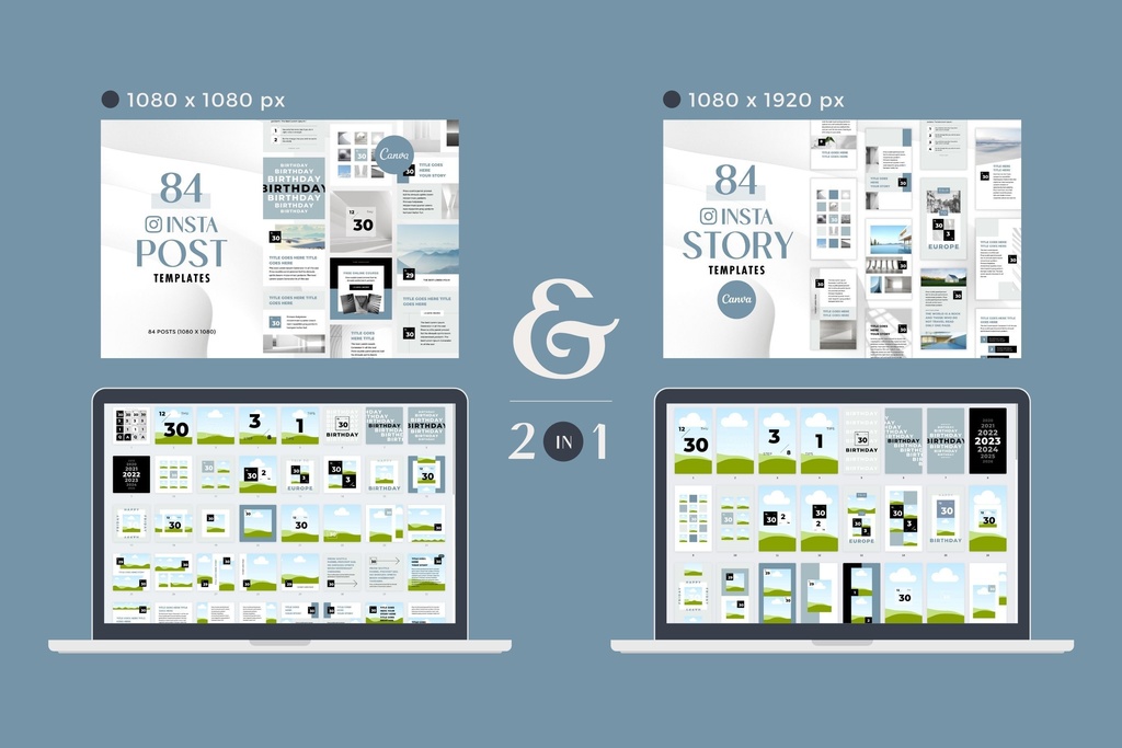 インスタグラムテンプレートCanva投稿&ストーリー168点セット - Zen