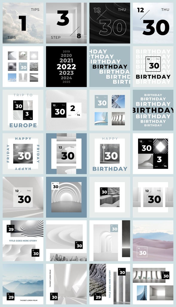 インスタグラムテンプレートCanva投稿&ストーリー168点セット - Zen