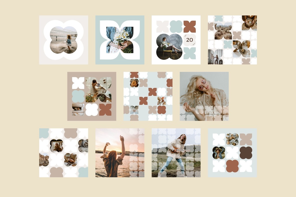 インスタグラムテンプレートCanva投稿サイズ100点セット - Mint