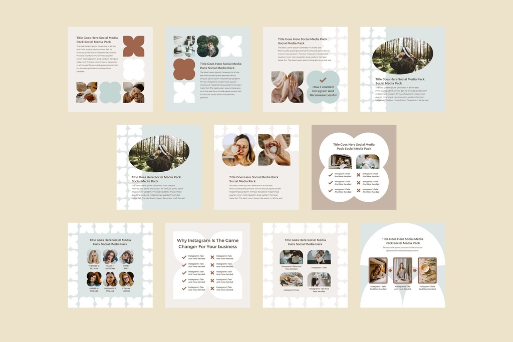 インスタグラムテンプレートCanva投稿サイズ100点セット - Mint