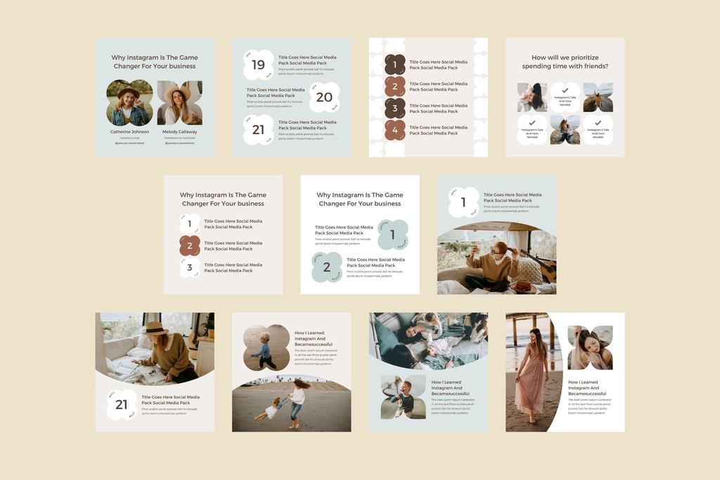 インスタグラムテンプレートCanva投稿サイズ100点セット - Mint