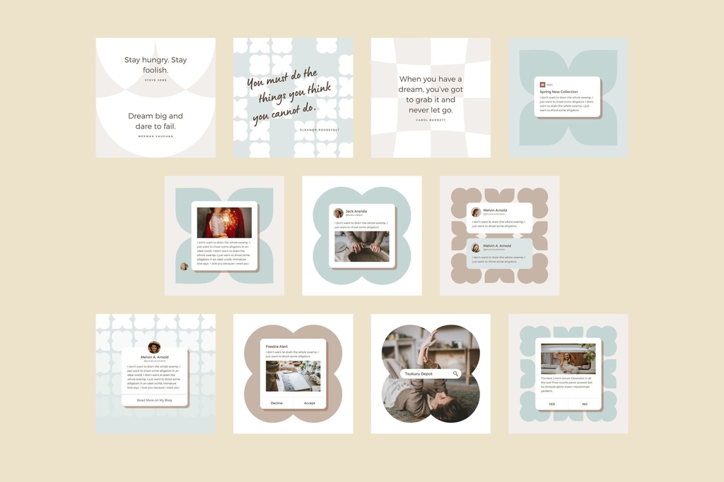 インスタグラムテンプレートCanva投稿サイズ100点セット - Mint