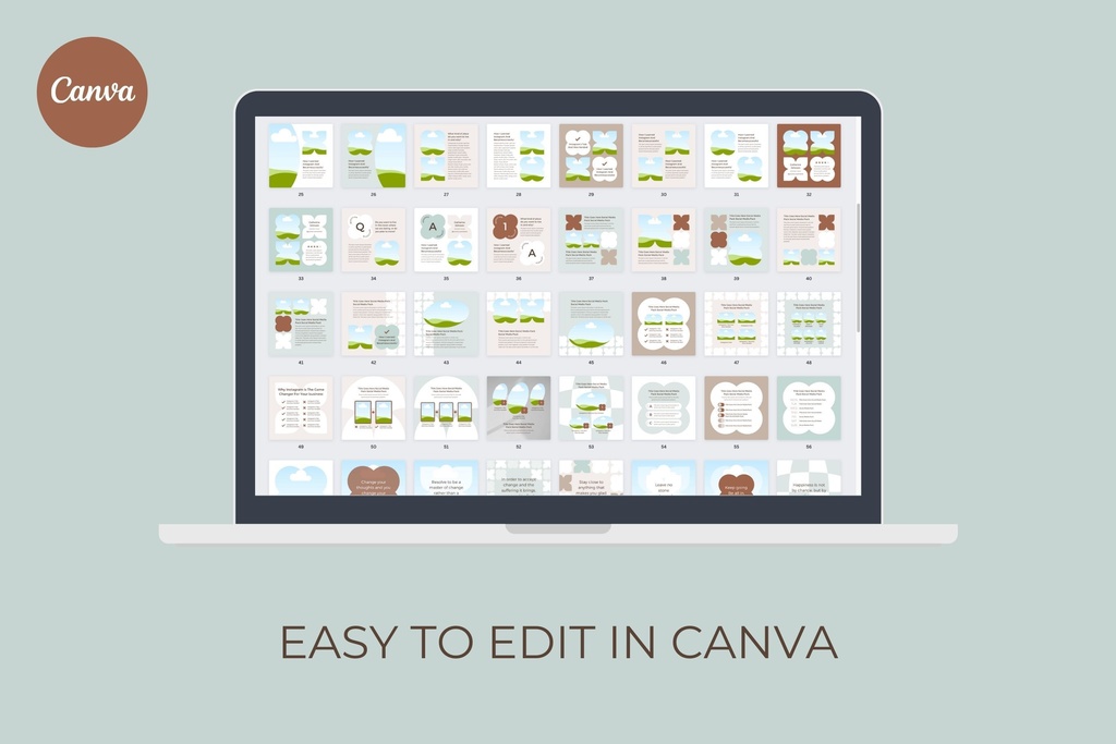 インスタグラムテンプレートCanva投稿サイズ100点セット - Mint