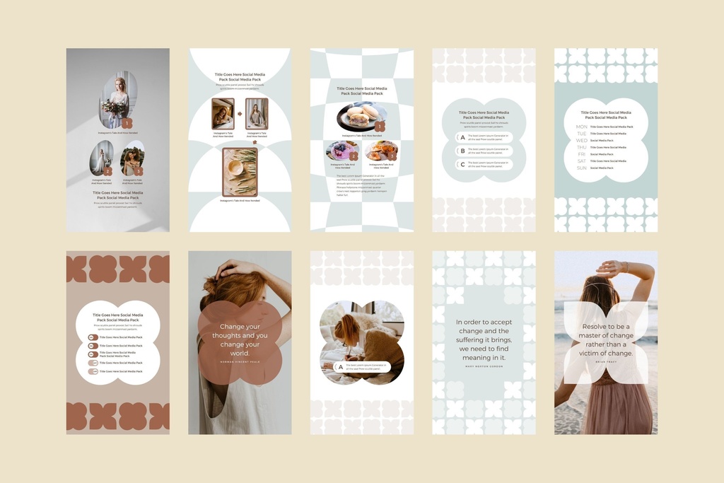 インスタグラムテンプレートCanvaストーリーサイズ100点セット - Mint