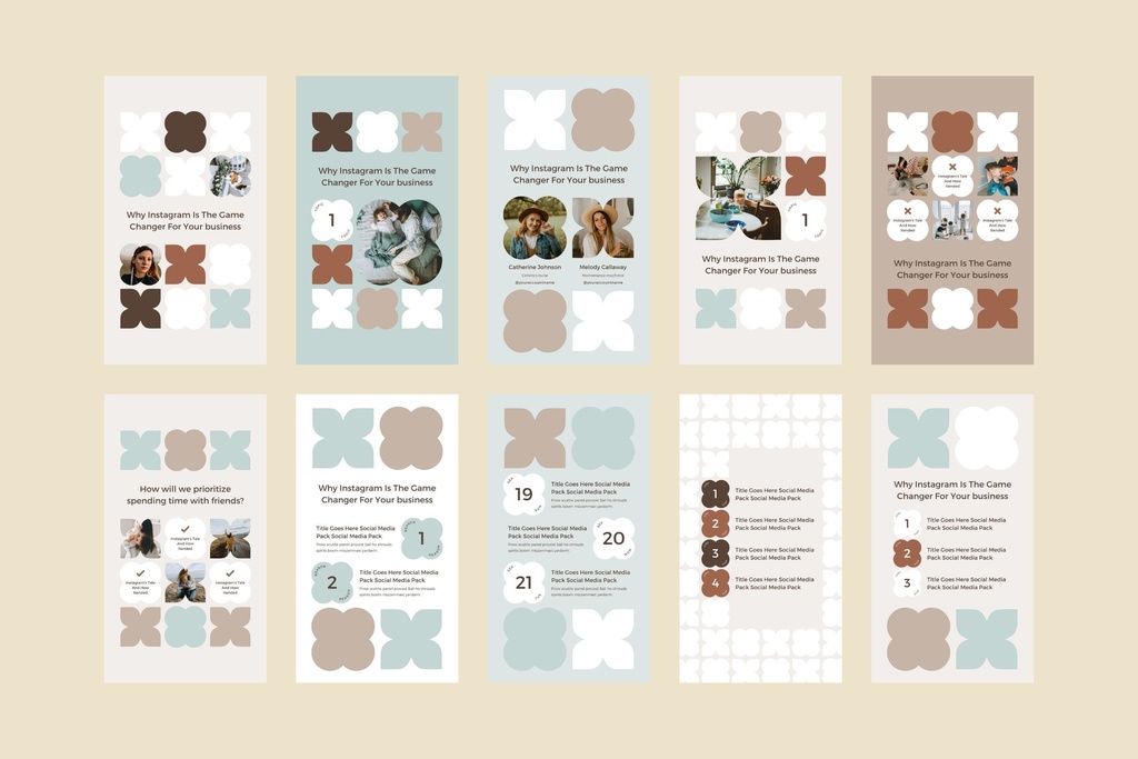 インスタグラムテンプレートCanvaストーリーサイズ100点セット - Mint