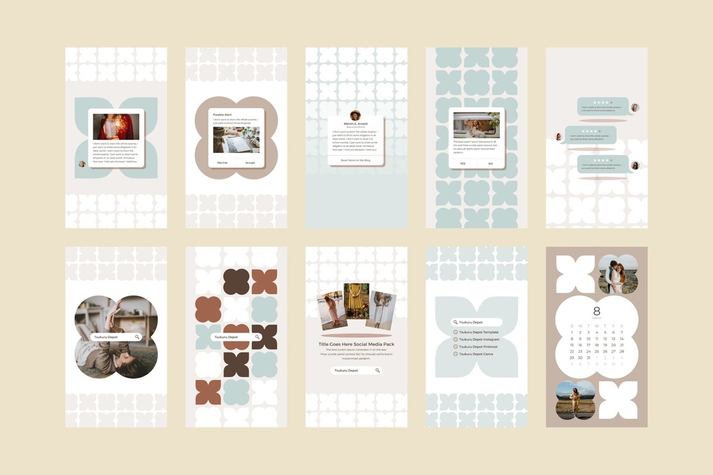 インスタグラムテンプレートCanvaストーリーサイズ100点セット - Mint