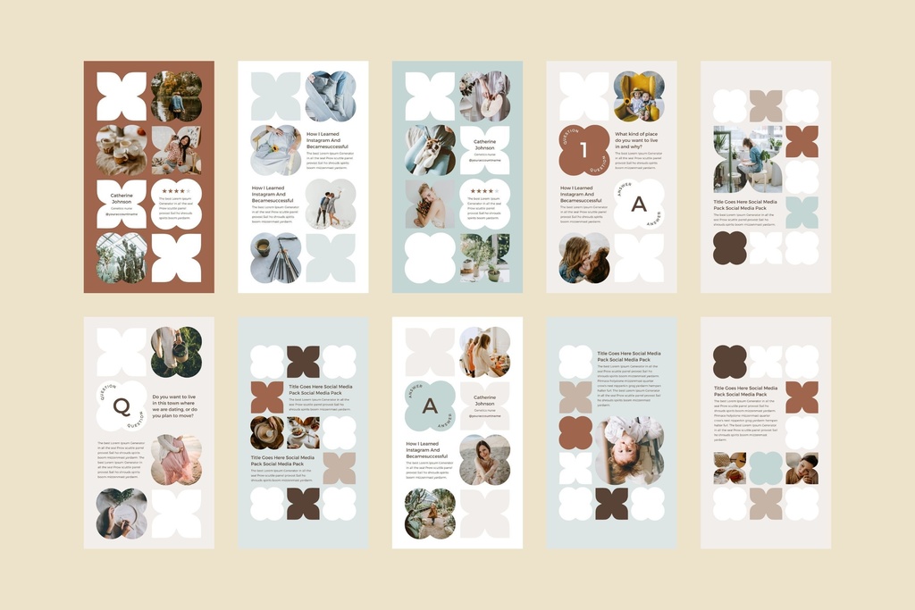 インスタグラムテンプレートCanvaストーリーサイズ100点セット - Mint