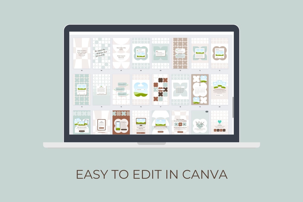 インスタグラムテンプレートCanvaストーリーサイズ100点セット - Mint