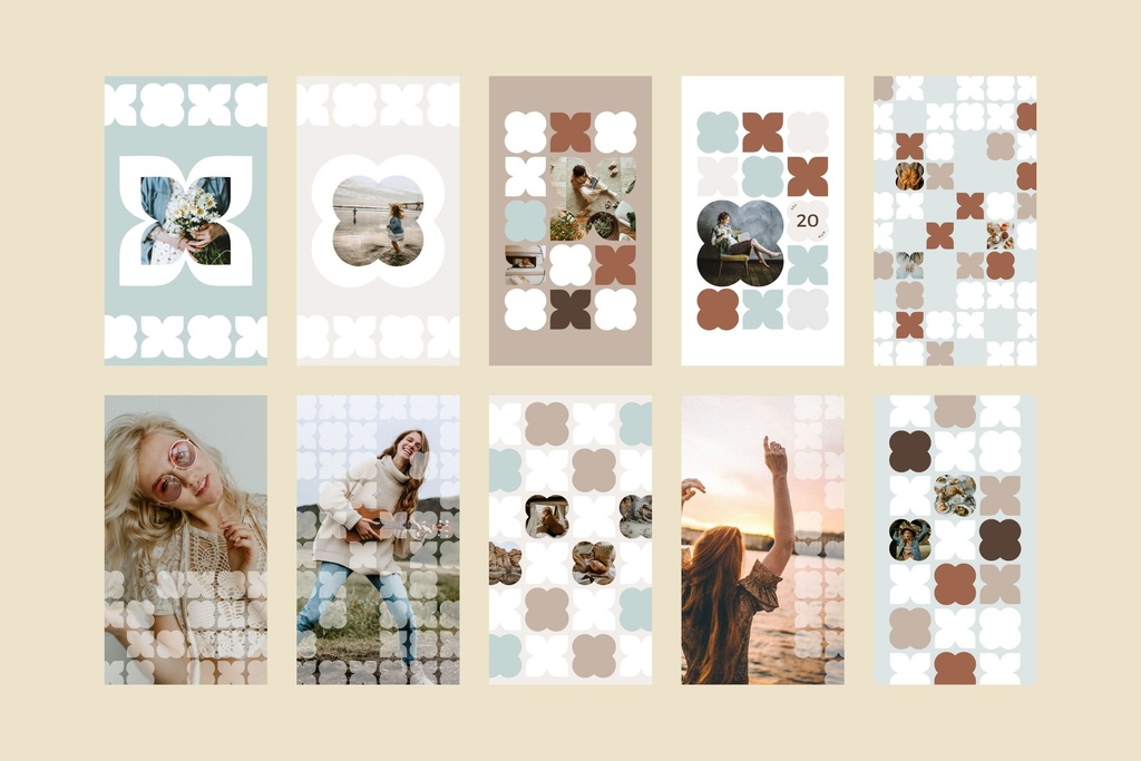 インスタグラムテンプレートCanvaストーリーサイズ100点セット - Mint