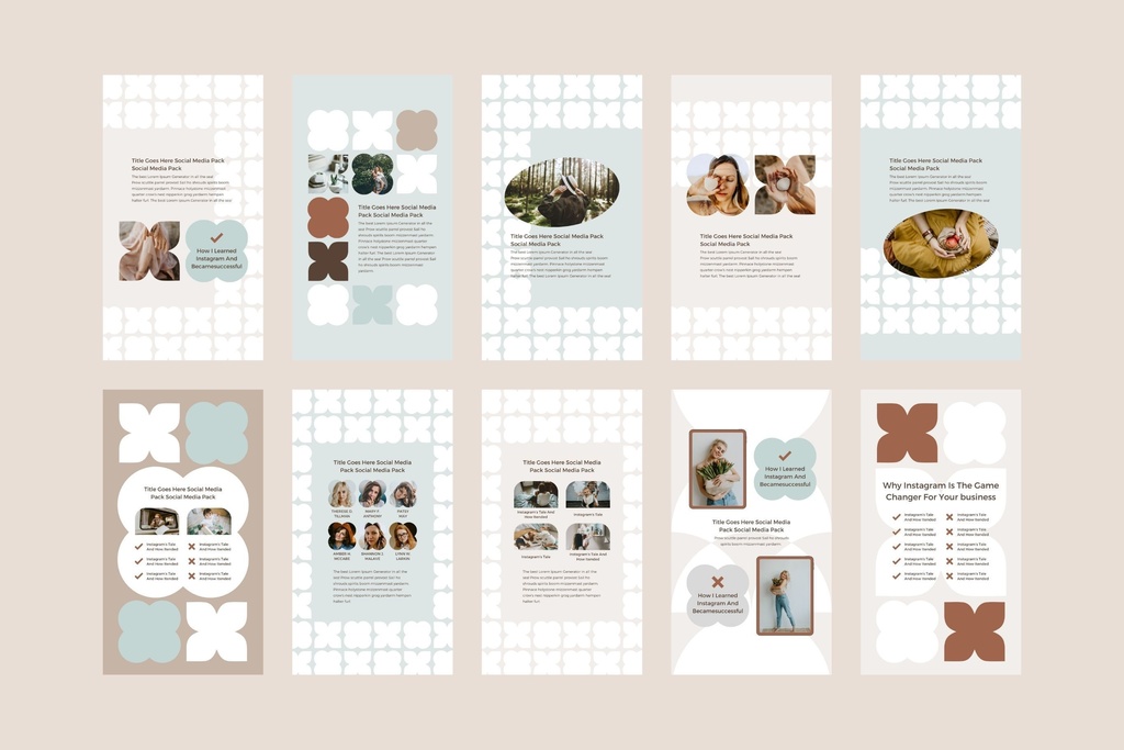 インスタグラムテンプレートCanvaストーリーサイズ100点セット - Mint