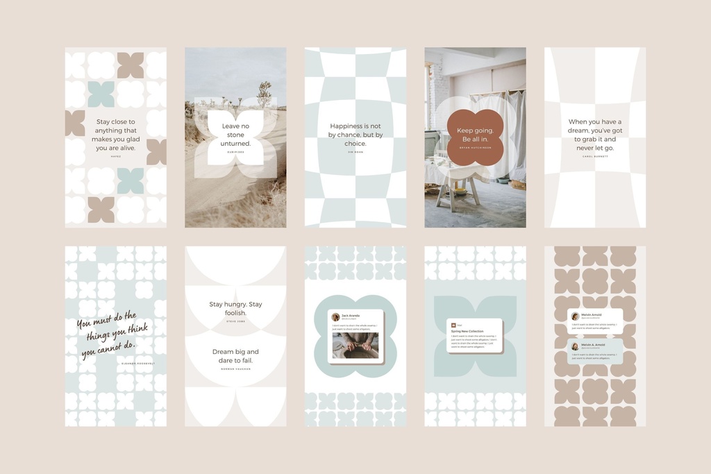 インスタグラムテンプレートCanvaストーリーサイズ100点セット - Mint