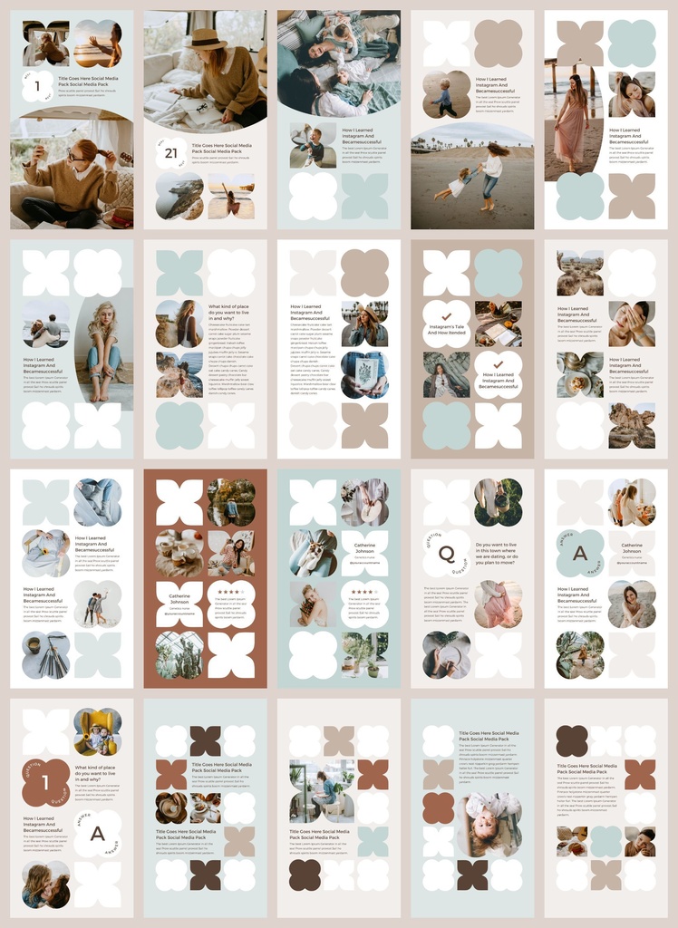 インスタグラムテンプレートCanva投稿&ストーリー300点セット - Mint