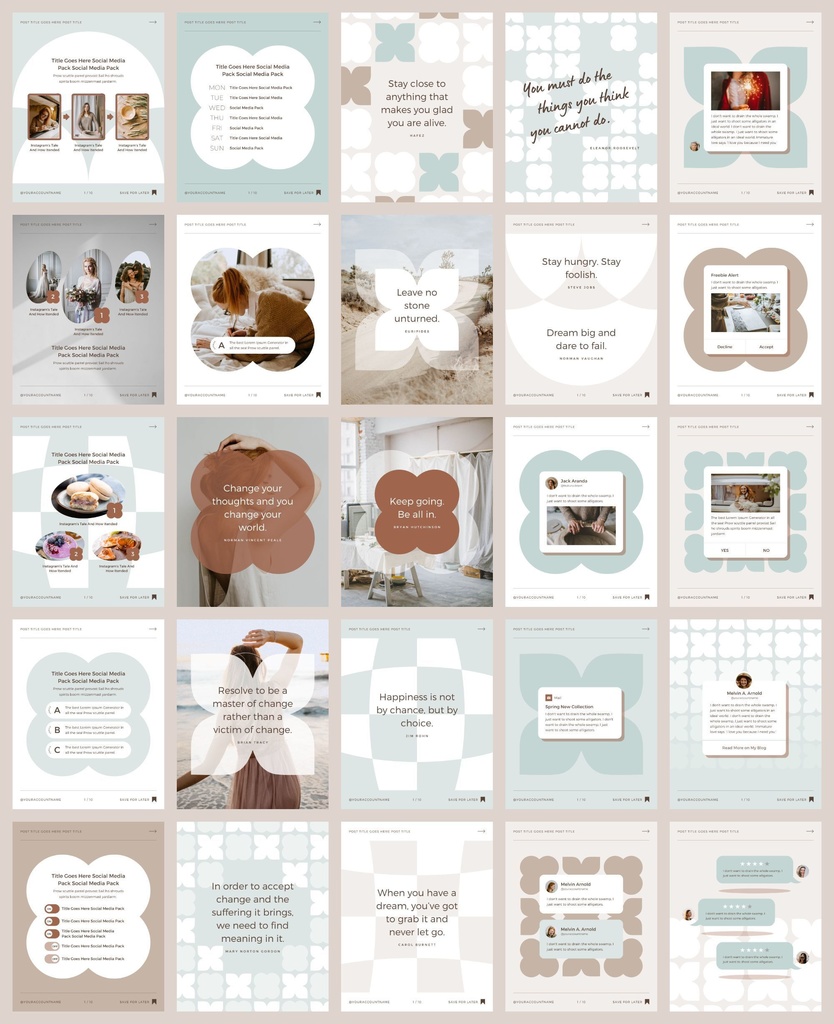 インスタグラムテンプレートCanva投稿&ストーリー300点セット - Mint