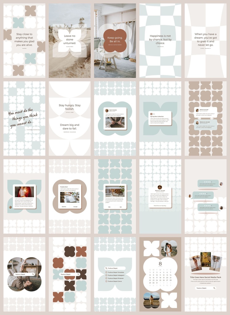 インスタグラムテンプレートCanva投稿&ストーリー300点セット - Mint