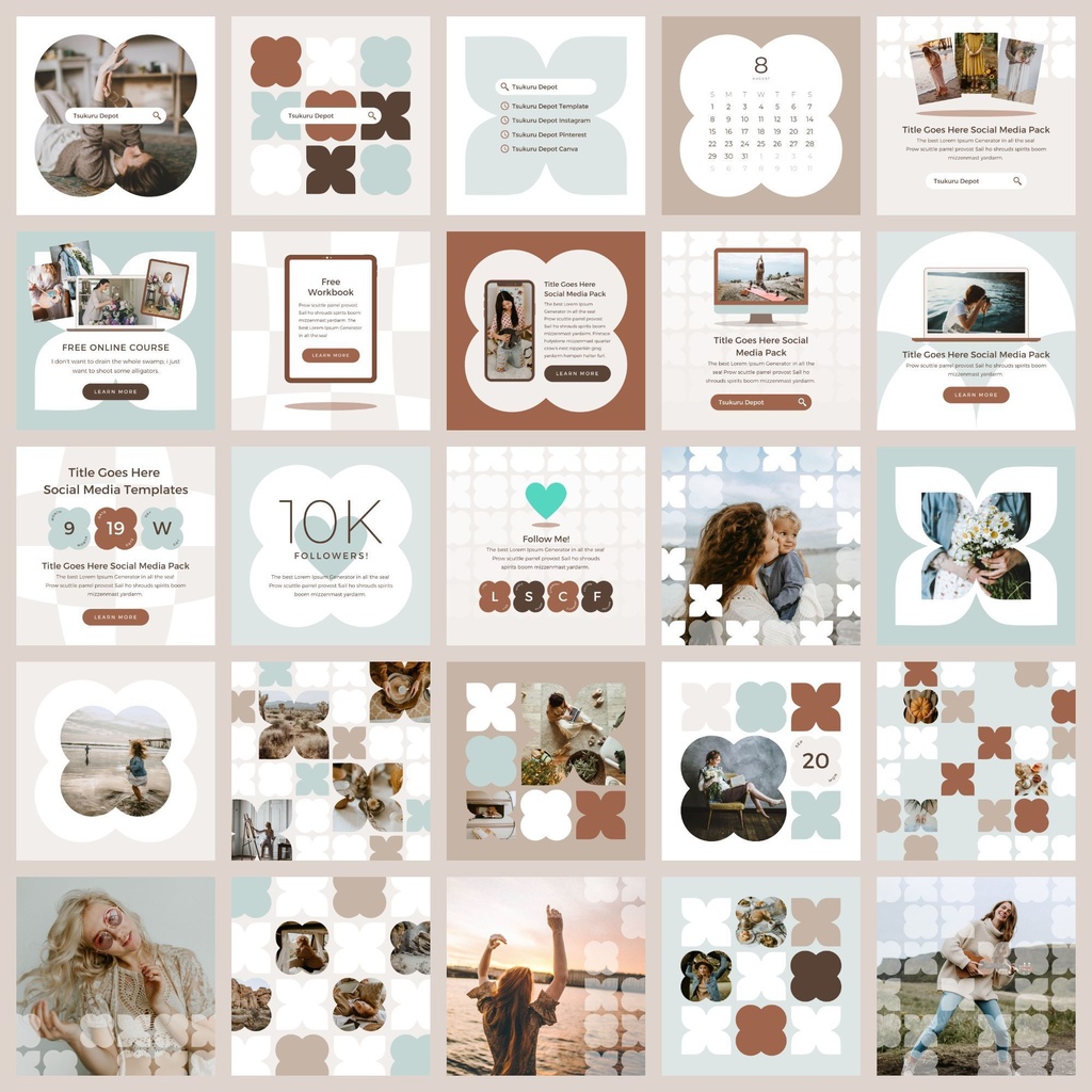 インスタグラムテンプレートCanva投稿&ストーリー300点セット - Mint