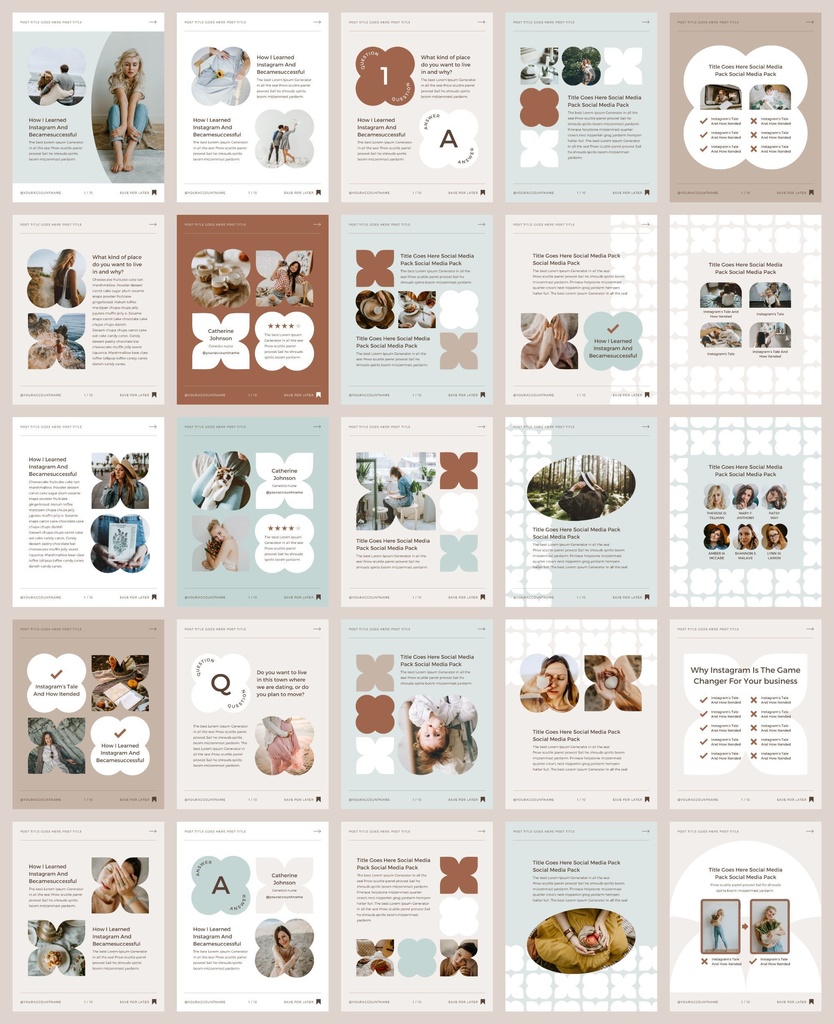 インスタグラムテンプレートCanva投稿&ストーリー300点セット - Mint