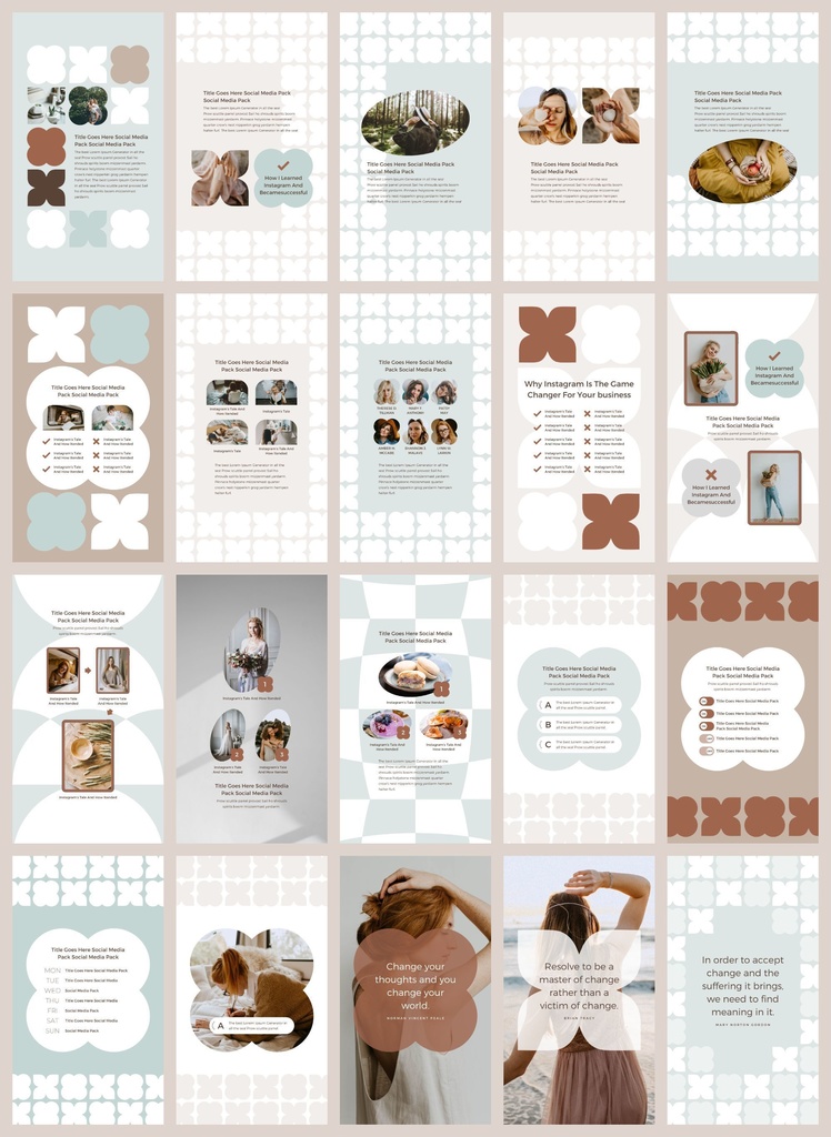 インスタグラムテンプレートCanva投稿&ストーリー300点セット - Mint