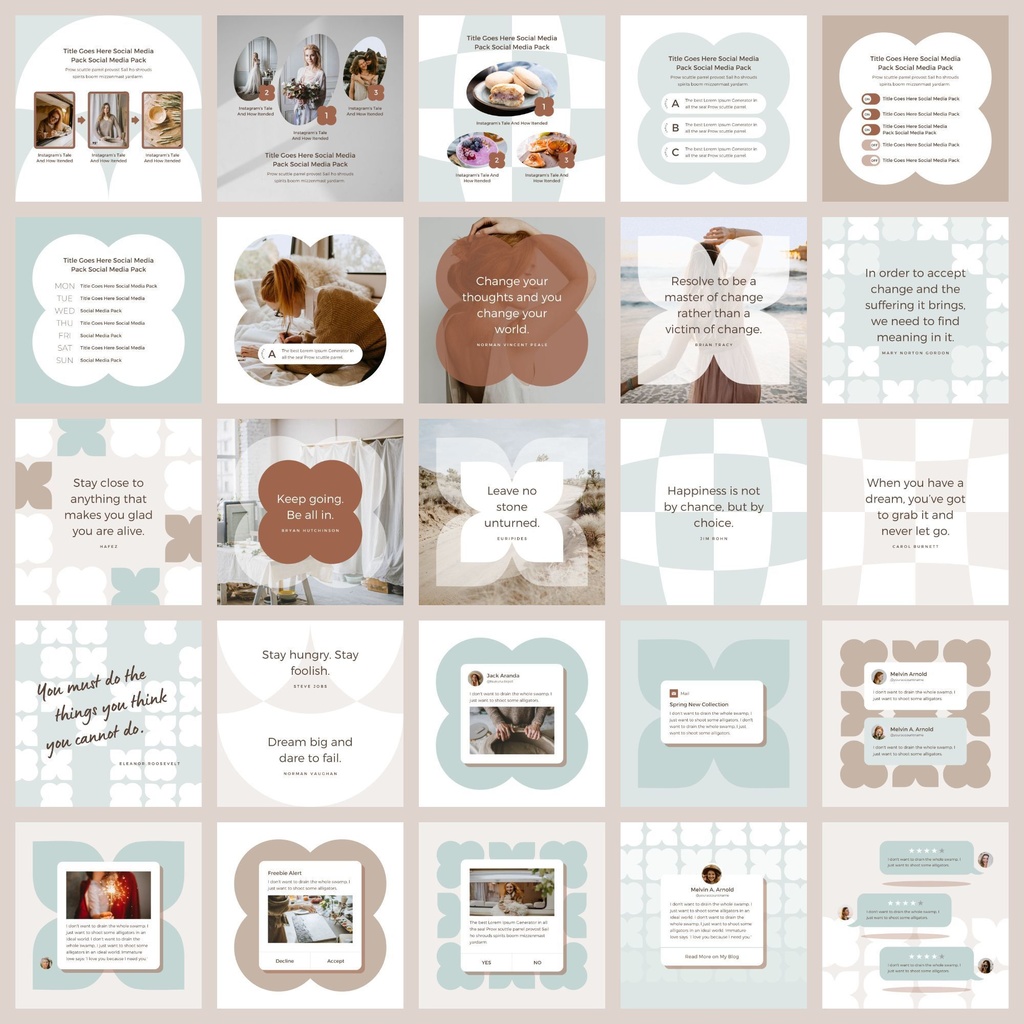 インスタグラムテンプレートCanva投稿&ストーリー300点セット - Mint