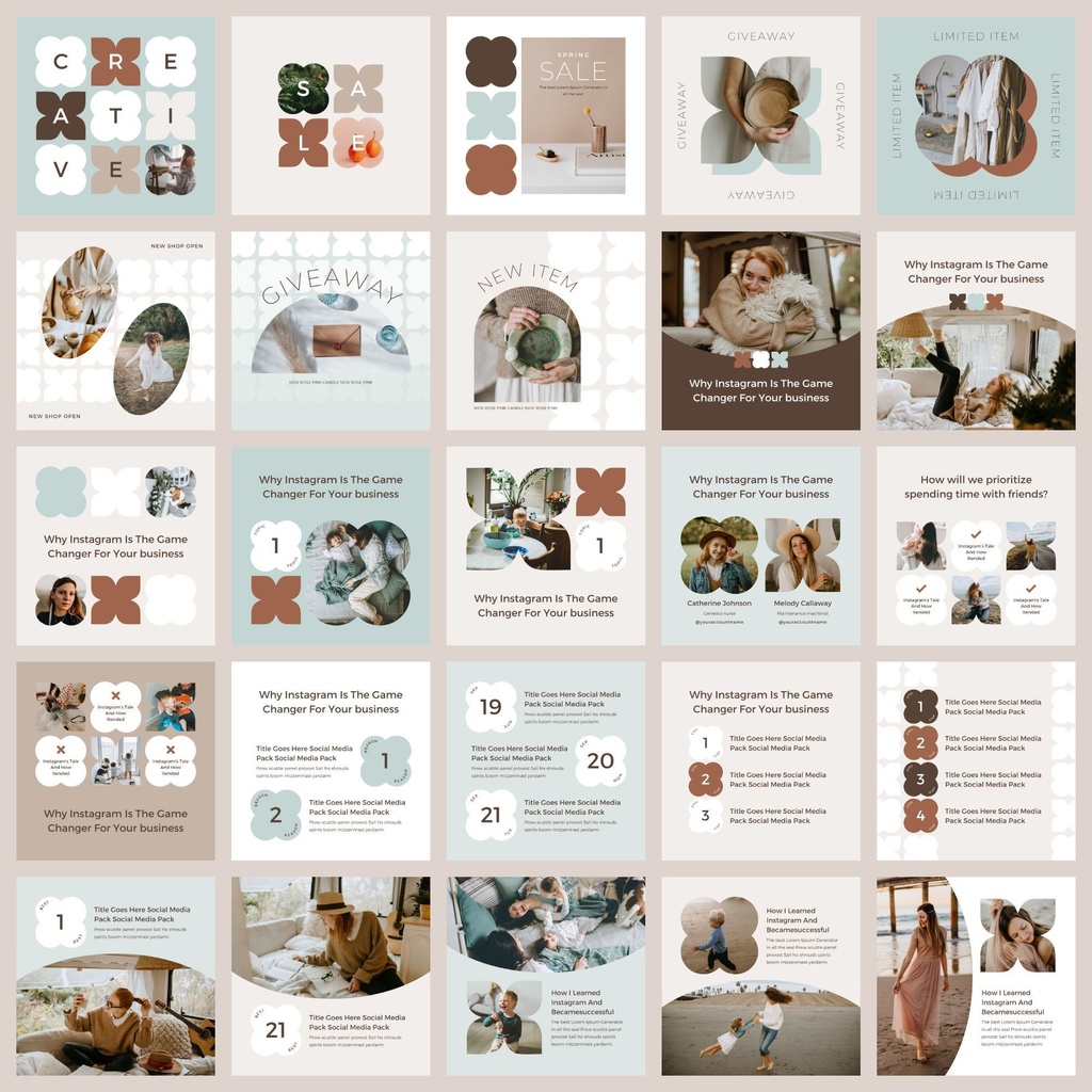 インスタグラムテンプレートCanva投稿&ストーリー300点セット - Mint