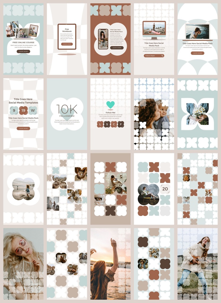 インスタグラムテンプレートCanva投稿&ストーリー300点セット - Mint