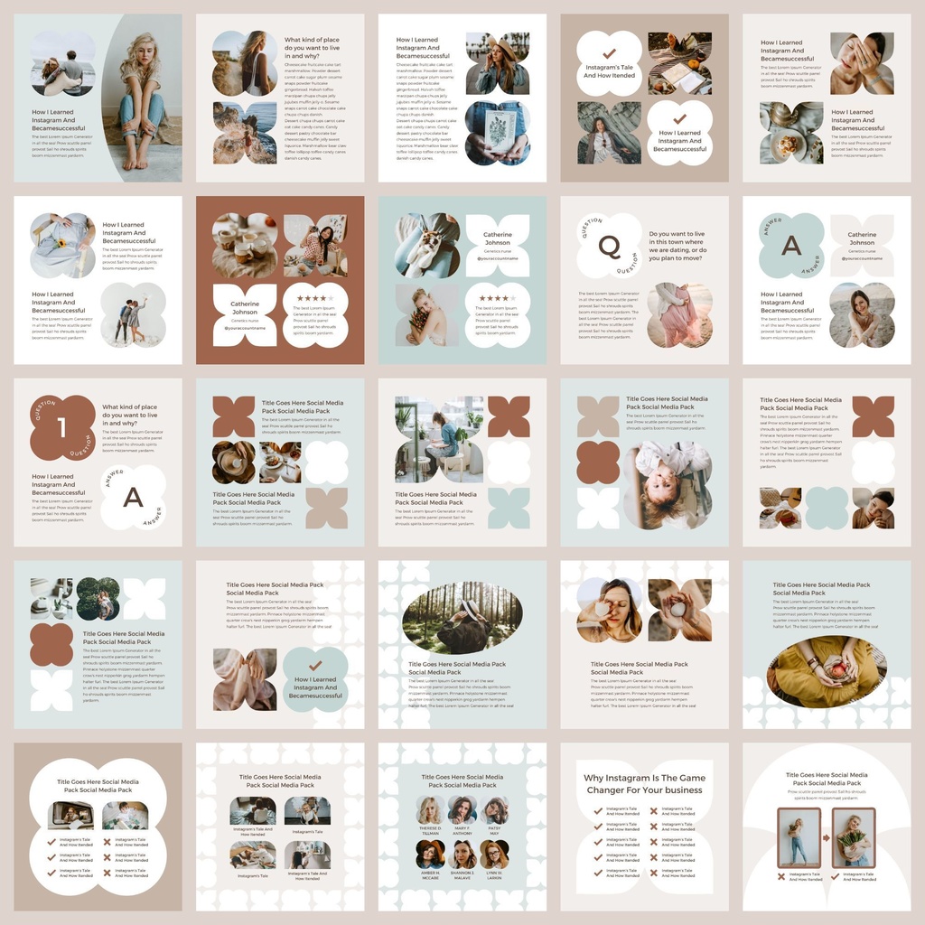 インスタグラムテンプレートCanva投稿&ストーリー300点セット - Mint