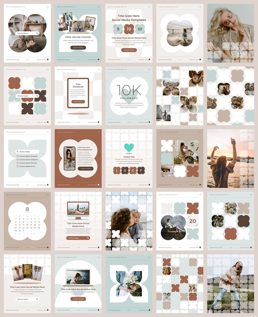 インスタグラムテンプレートCanva投稿&ストーリー300点セット - Mint