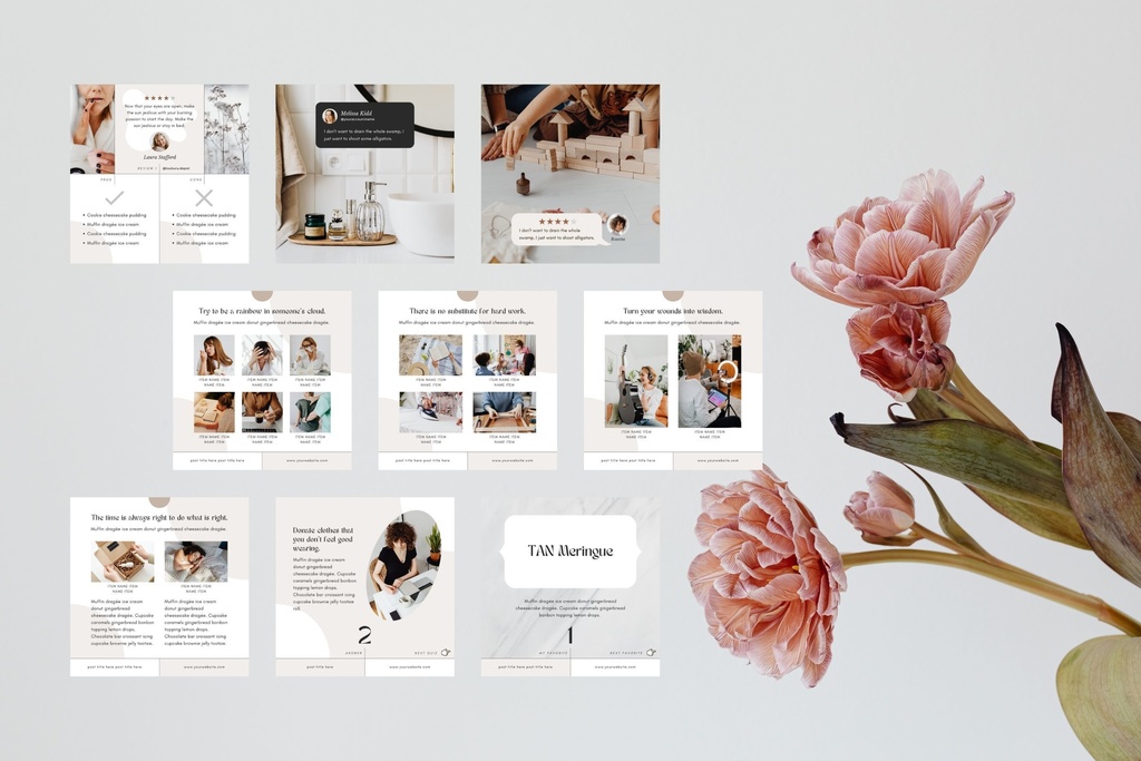 インスタグラムテンプレートCanva投稿&ストーリー300点セット - Luxe