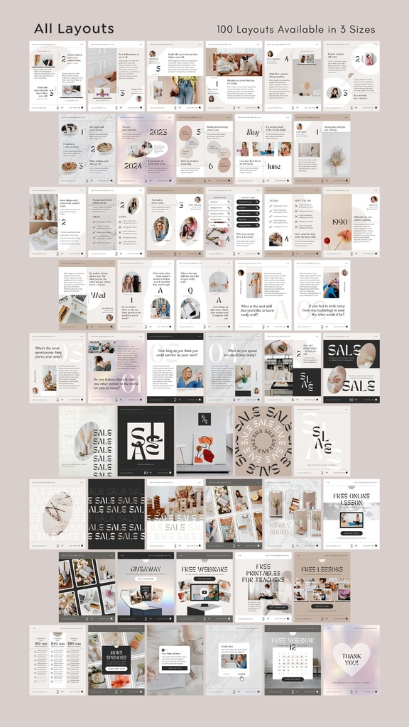 インスタグラムテンプレートCanva投稿&ストーリー300点セット - Luxe