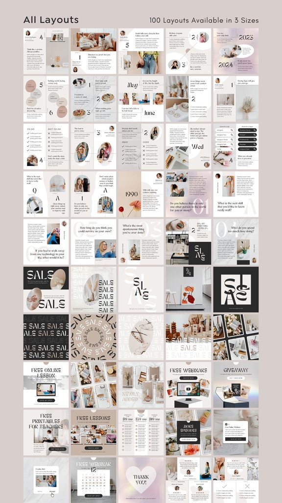 インスタグラムテンプレートCanva投稿&ストーリー300点セット - Luxe