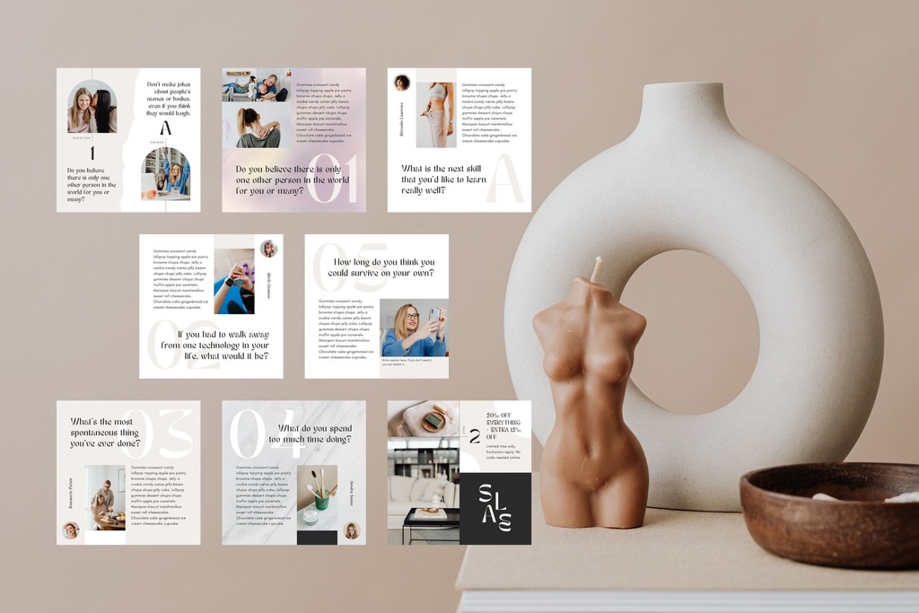 インスタグラムテンプレートCanva投稿&ストーリー300点セット - Luxe