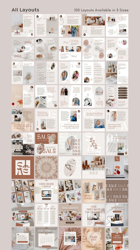 インスタグラムテンプレートCanva投稿&ストーリー300点セット - Luxe