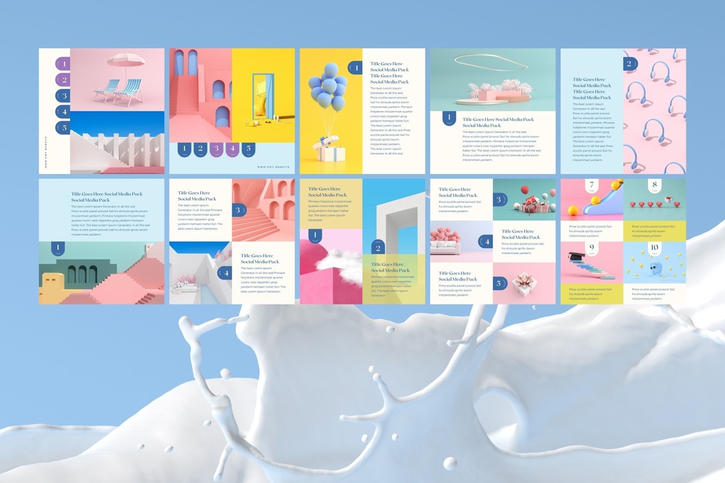 インスタグラムテンプレートCanva投稿サイズ100点セット - Sun