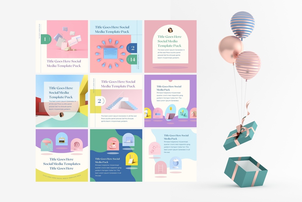 インスタグラムテンプレートCanva投稿サイズ100点セット - Sun