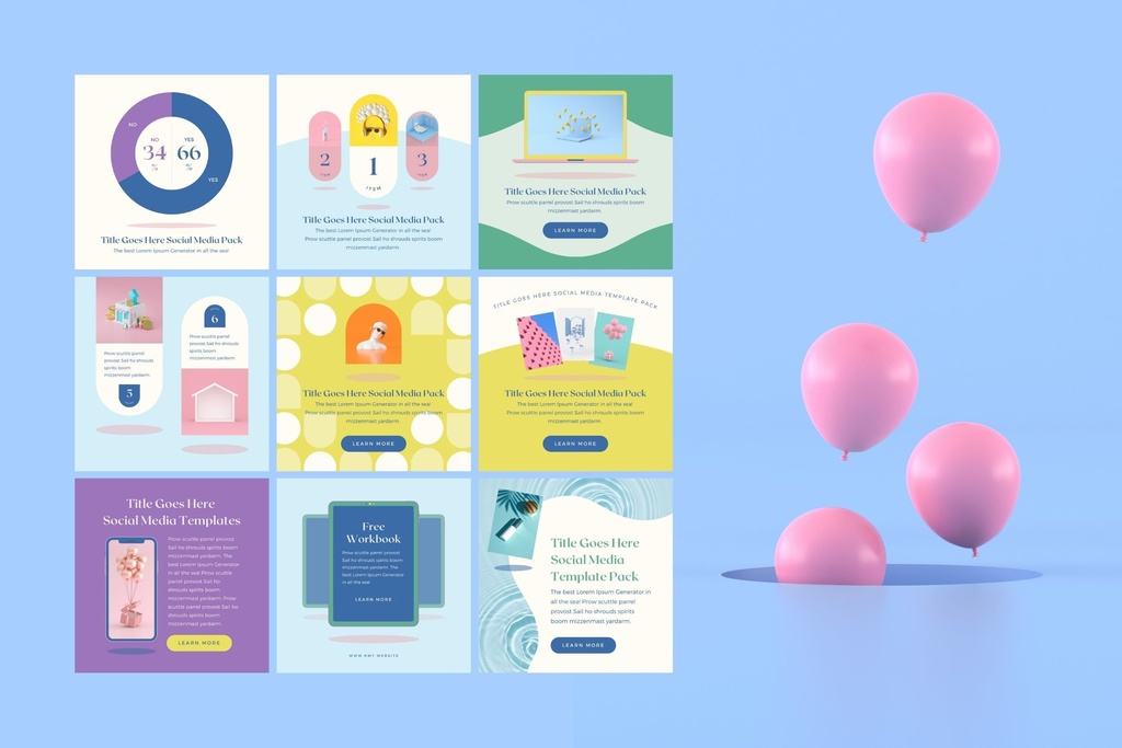 インスタグラムテンプレートCanva投稿サイズ100点セット - Sun